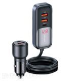 Automobilinis įkroviklis, USAMS S-CC213 C40 165 W, 2 USB-C + 3 USB-A PPS, 5 išėjimai CC213CC01 » Dulotec.LT