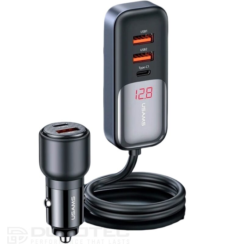 Automobilinis įkroviklis, USAMS S-CC213 C40 165 W, 2 USB-C + 3 USB-A PPS, 5 išėjimai CC213CC01 » Dulotec.LT