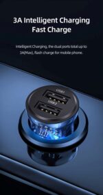 Automobilinis įkroviklis, USAMS US-CC162 C31 15 W, 2 išėjimai A+A CC162CC01 » Dulotec.LT