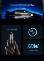 Automobilinis įkroviklis, USAMS US-CC208 C39 60 W, 1 USB-C + 1 USB-A, 2 išėjimai CC208CC01 » Dulotec.LT