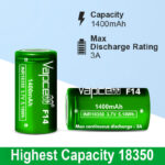 „Vapcell“ 18350 F14 baterija, 1400 mAh, 3 A » Dulotec.LT