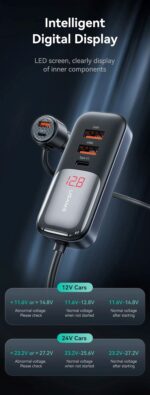 Automobilinis įkroviklis, USAMS S-CC213 C40 165 W, 2 USB-C + 3 USB-A PPS, 5 išėjimai CC213CC01 » Dulotec.LT