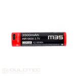 „Vapcell Dulotec 18650 M35“ 3500 mAh USB-C baterija su iškilusiu teigiamuoju galu ir apsauga » Dulotec.LT