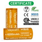 „Vapcell“ 26650 K62 6200 mAh 15 A akumuliatorius su išsikišusiu teigiamuoju galu » Dulotec.LT