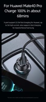 Automobilinis įkroviklis, USAMS US-CC208 C39 60 W, 1 USB-C + 1 USB-A, 2 išėjimai CC208CC01 » Dulotec.LT