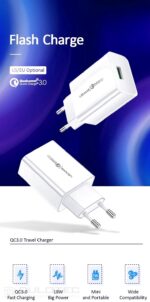 Maitinimo adapteris, USAMS T22 QC3.0 – CC83TC01 » Dulotec.LT