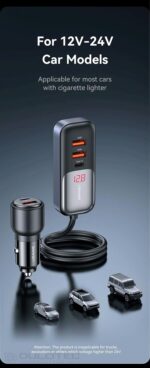 Automobilinis įkroviklis, USAMS S-CC213 C40 165 W, 2 USB-C + 3 USB-A PPS, 5 išėjimai CC213CC01 » Dulotec.LT