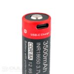„Vapcell Dulotec 18650 M35“ 3500 mAh USB-C baterija su iškilusiu teigiamuoju galu ir apsauga » Dulotec.LT