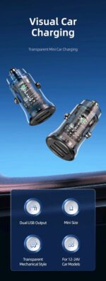 Automobilinis įkroviklis, USAMS US-CC162 C31 15 W, 2 išėjimai A+A CC162CC01 » Dulotec.LT
