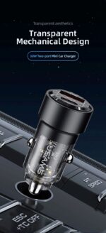 Automobilinis įkroviklis, USAMS US-CC208 C39 60 W, 1 USB-C + 1 USB-A, 2 išėjimai CC208CC01 » Dulotec.LT