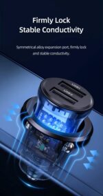 Automobilinis įkroviklis, USAMS US-CC162 C31 15 W, 2 išėjimai A+A CC162CC01 » Dulotec.LT