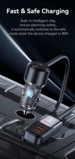 Automobilinis įkroviklis, USAMS S-CC213 C40 165 W, 2 USB-C + 3 USB-A PPS, 5 išėjimai CC213CC01 » Dulotec.LT
