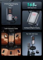 Automobilinis įkroviklis, USAMS S-CC213 C40 165 W, 2 USB-C + 3 USB-A PPS, 5 išėjimai CC213CC01 » Dulotec.LT
