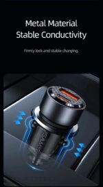 Automobilinis įkroviklis, USAMS US-CC208 C39 60 W, 1 USB-C + 1 USB-A, 2 išėjimai CC208CC01 » Dulotec.LT