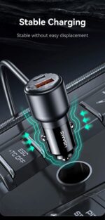 Automobilinis įkroviklis, USAMS S-CC213 C40 165 W, 2 USB-C + 3 USB-A PPS, 5 išėjimai CC213CC01 » Dulotec.LT