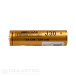 „Vapcell J30“ 18650 akumuliatorius, 3000 mAh, 15 A/25 A, su išsikišusiu teigiamuoju galu » Dulotec.LT