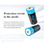 „Vapcell P1608A“ 16340 800 mAh baterija su apsauga ir „Micro USB“ įkrovimu » Dulotec.LT