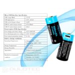 „Vapcell P1608A“ 16340 800 mAh baterija su apsauga ir „Micro USB“ įkrovimu » Dulotec.LT