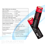 „Vapcell P1409A“ 14500 950 mAh baterija su apsauga ir „Micro USB“ įkrovimo jungtimi » Dulotec.LT
