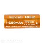 „Vapcell“ 26650 K62 6200 mAh 15 A akumuliatorius » Dulotec.LT