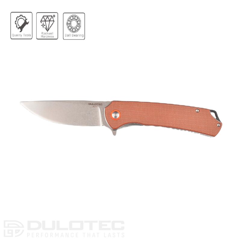 „Dulotec K211“ sulankstomas peilis – rudas, pagamintas iš 8Cr13Mov nerūdijančio plieno » Dulotec.LT