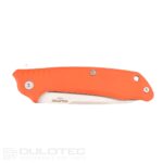 „Dulotec K223“ sulankstomas peilis – oranžinis, pagamintas iš 5Cr14Mov nerūdijančio plieno » Dulotec.LT