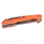 „Dulotec K223“ sulankstomas peilis – oranžinis, pagamintas iš 5Cr14Mov nerūdijančio plieno » Dulotec.LT