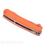 „Dulotec K223“ sulankstomas peilis – oranžinis, pagamintas iš 5Cr14Mov nerūdijančio plieno » Dulotec.LT