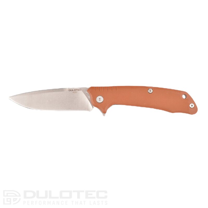 „Dulotec K223“ sulankstomas peilis – rudos spalvos, pagamintas iš 5Cr14Mov nerūdijančio plieno » Dulotec.LT