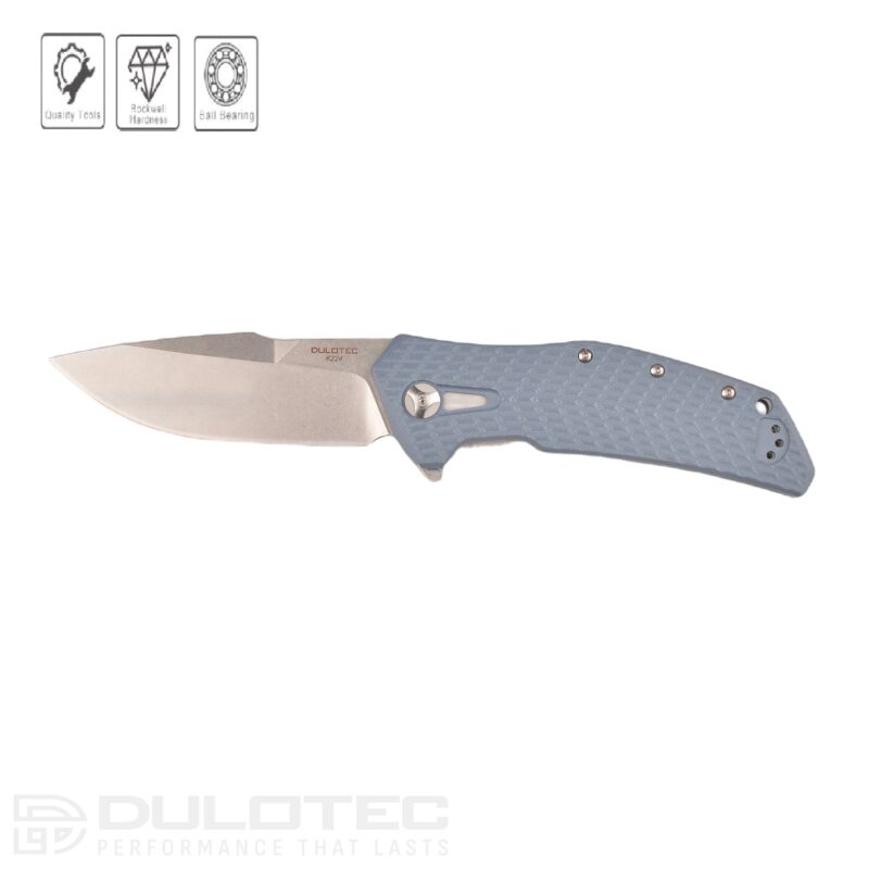„Dulotec K224“ sulankstomas peilis – mėlynas, pagamintas iš 8Cr14Mov nerūdijančio plieno » Dulotec.LT