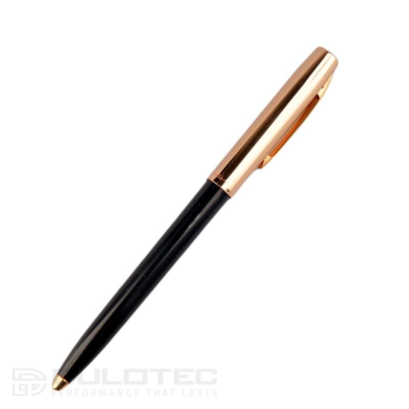 „Fisher Space Pen Cap-O-Matic“ rašiklis su žalvariniu dangteliu ir juodu korpusu, modelis 775G-B, dovanų dėžutėje » Dulotec.LT