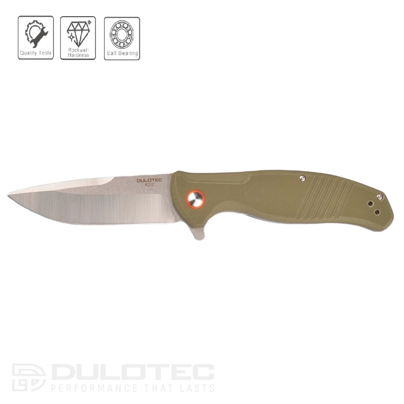 „Dulotec K222“ sulankstomas peilis – žalias, pagamintas iš 8Cr14Mov nerūdijančio plieno » Dulotec.LT