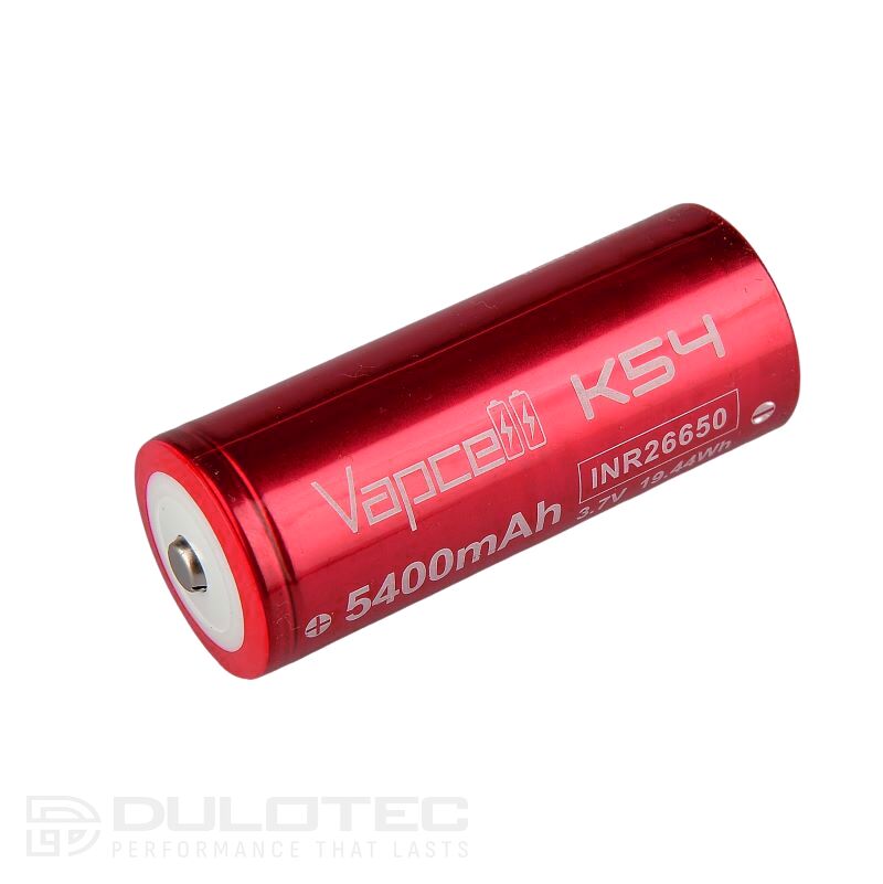 „Vapcell K54“ 26650 5400 mAh 15 A baterija su išsikišusiu teigiamuoju galu » Dulotec.LT