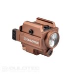 „Dulotec G3“ rudos spalvos pistoletinis žibintuvėlis – montuojamas po vamzdžiu, su žaliu lazeriniu taikikliu » Dulotec.LT