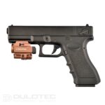 „Dulotec G3“ rudos spalvos pistoletinis žibintuvėlis – montuojamas po vamzdžiu, su žaliu lazeriniu taikikliu » Dulotec.LT