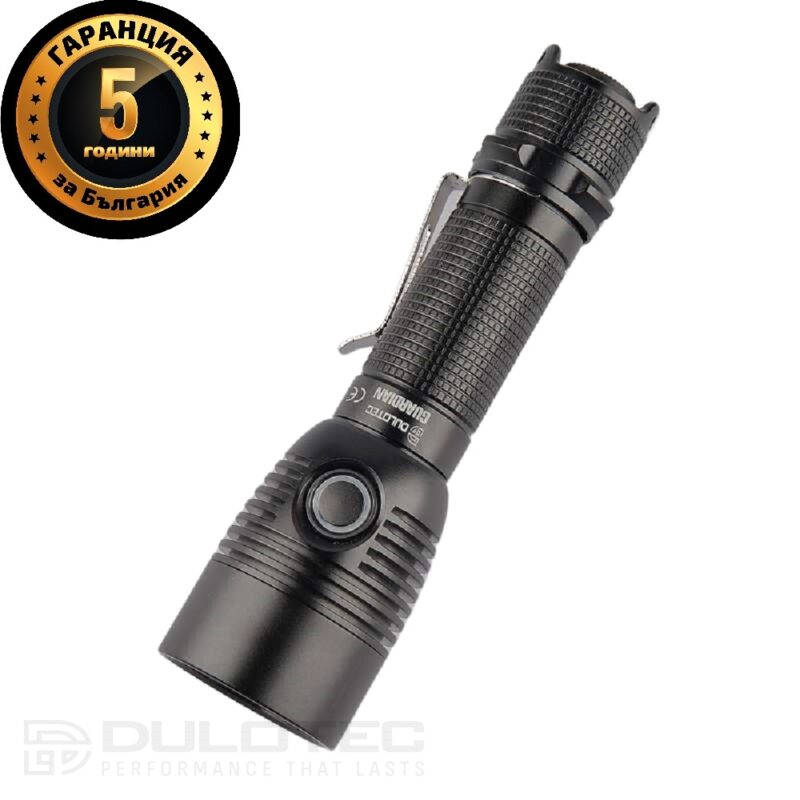 „Dulotec Guardian“ taktinis žibintuvėlis, 1 800 liumenų, 700 metrų, 5 200 mAh akumuliatorius, magnetinis įkrovimas, dėklas » Dulotec.LT