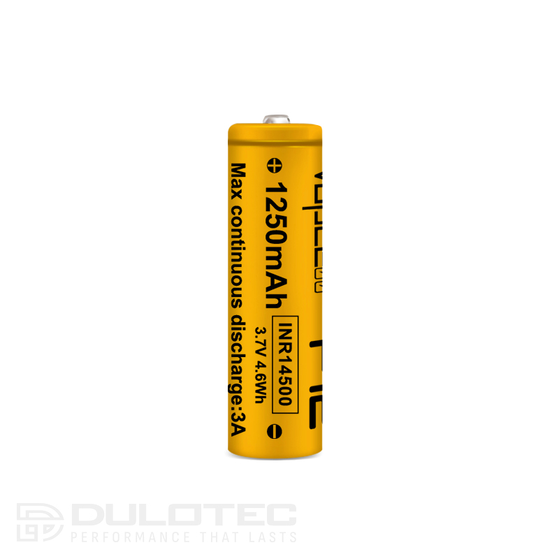 „Vapcell 14500 F12“ 1250 mAh 3 A baterija su išsikišusiu teigiamuoju galu » Dulotec.LT