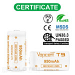 „Vapcell“ 16340 T9 950 mAh 3A baterija » Dulotec.LT