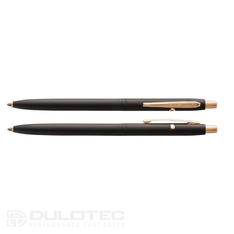 „Fisher Space Pen“ matinės juodos spalvos „Shuttle Space Pen“ rašiklis su auksiniais akcentais – CH4B » Dulotec.LT