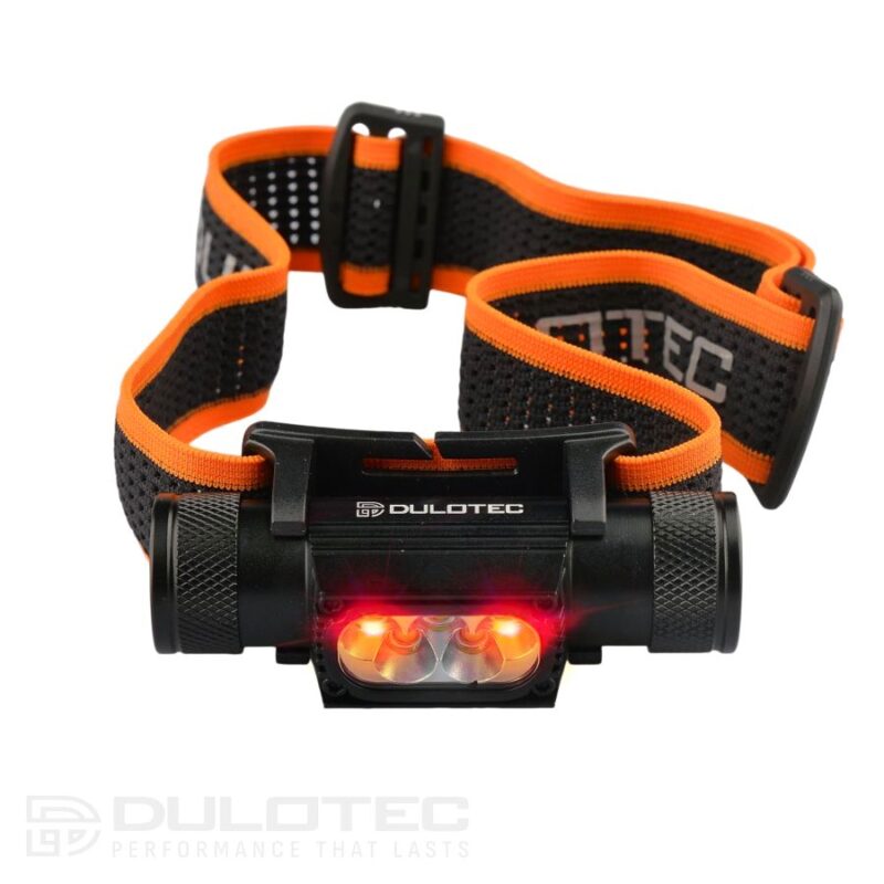 Galingas „Dulotec H2“ žibintas + 3400 mAh baterija, su balta ir raudona šviesa » Dulotec.LT