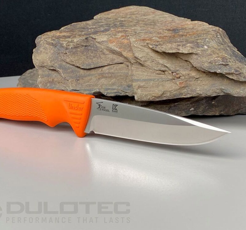 „Linder Joe Vogel Evo-X Super Edge 7“ peilis su fiksuotu ašmeniu — oranžinė rankena » Dulotec.LT