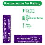 „Vapcell 14500 F15“ 1500 mAh 3 A akumuliatorius » Dulotec.LT