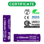 „Vapcell 14500 F15“ 1500 mAh 3 A akumuliatorius » Dulotec.LT
