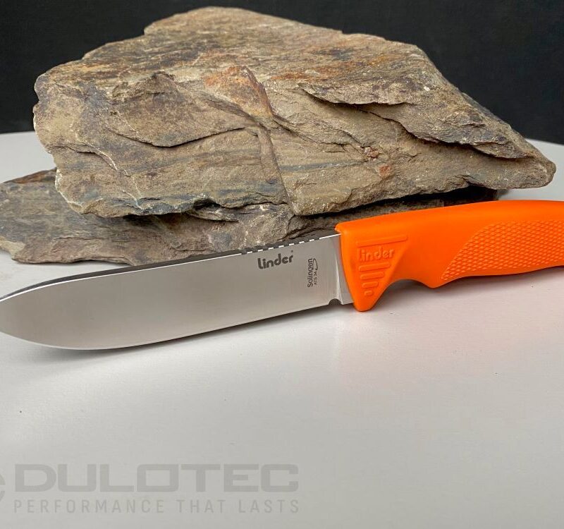 „Linder Super Edge 2“ peilis su fiksuotu ašmeniu – oranžinė rankena » Dulotec.LT