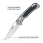 SRM Retriever 9203-AK sulankstomas peilis – rankena iš aliuminio lydinio ir laminuoto 140Cr plieno » Dulotec.LT