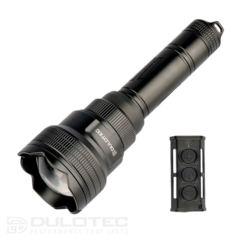 „Dulotec Multi Zoom“ žibintuvėlis, 1 200 liumenų, matomumas iki 1 300 metrų, su nuotolinio valdymo pultu » Dulotec.LT