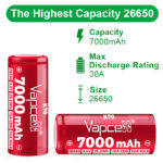 „Vapcell 26650 K70“ 7000 mAh 30 A akumuliatorius » Dulotec.LT