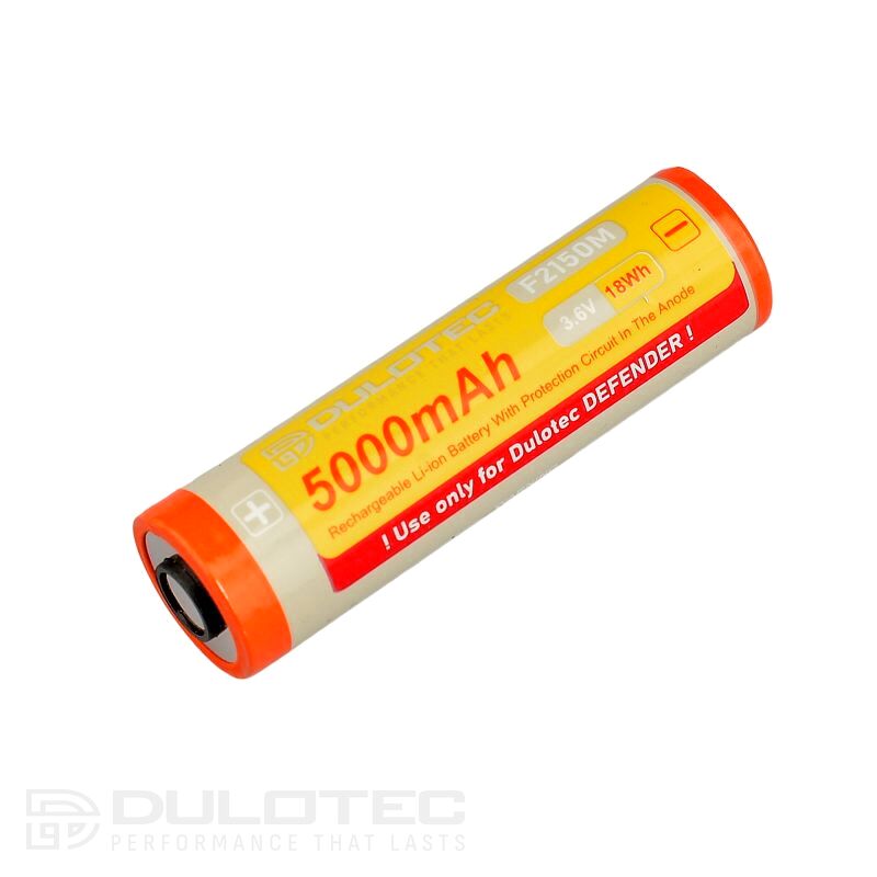 „Vapcell Dulotec 21700“ 5000 mAh 10 A baterija – F2150M su gnybtais vienoje pusėje, skirta „Dulotec Defender“ žibintuvėliui » Dulotec.LT